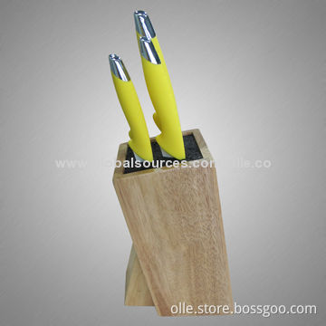 Ceramic Knife Set with Wooden Stand and Bristles